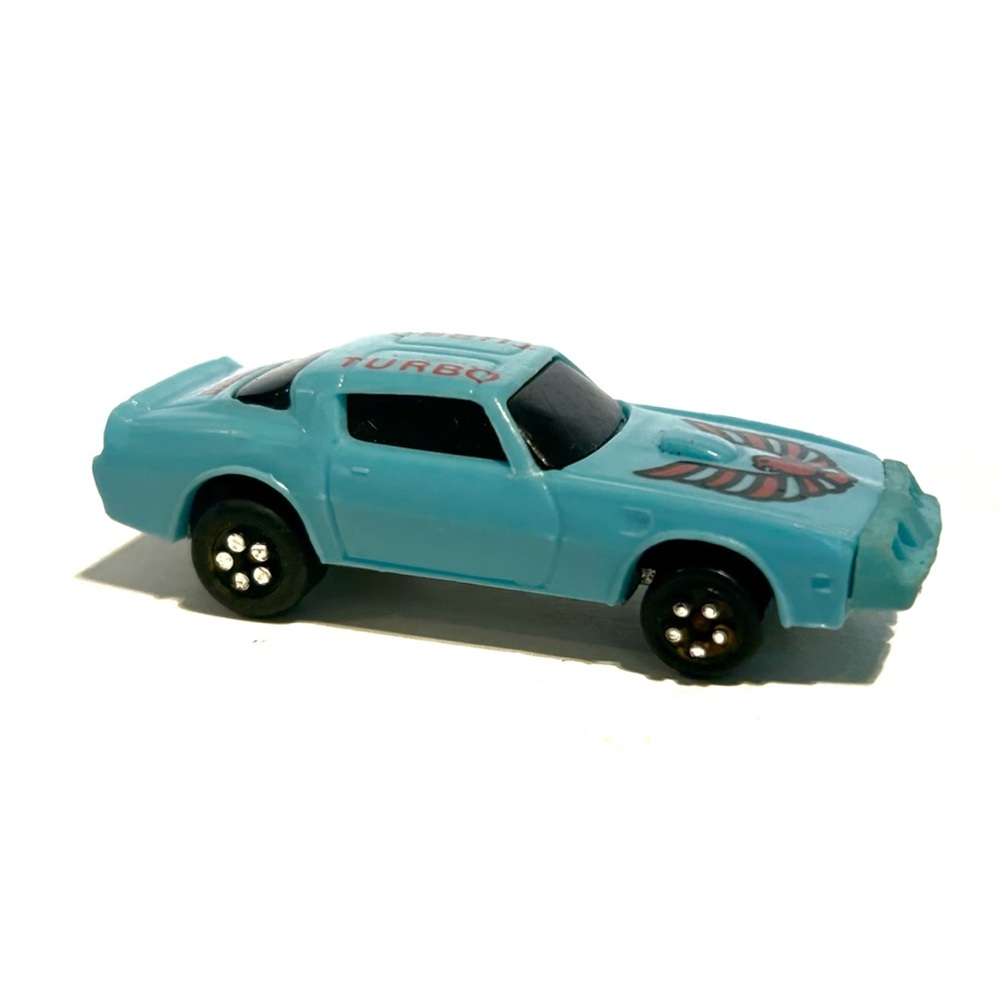 Vintage 1980 Kidco Teal Blue Turbo Firebird Toy Car Pontiac Red Bird 1:64 Scale